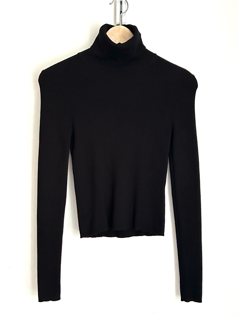 Zara Black Long-Sleeve Turtleneck Top, Size Small